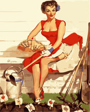 Load image into Gallery viewer, Paint by numbers | Pin-up and gardening | easy women new arrivals pin-up | Figured'Art