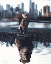 Load image into Gallery viewer, Paint by numbers | Cat and Lion reflection | animals cats intermediate lions new arrivals cities | Figured'Art