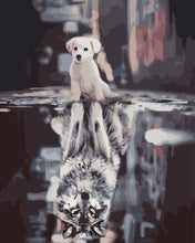 Load image into Gallery viewer, Paint by numbers | Dog and Wolf reflection | animals dogs intermediate wolves new arrivals | Figured'Art
