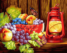 Load image into Gallery viewer, Paint by numbers | Fruits on the table and butterflies | animals advanced kitchen new arrivals butterflies | Figured'Art