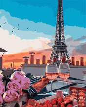 Load image into Gallery viewer, Paint by numbers | The aperitif with the Eiffel Tower's view | intermediate new arrivals romance cities | Figured'Art