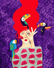 Load image into Gallery viewer, Paint by numbers | Woman and toucans | animals women intermediate new arrivals birds portrait | Figured'Art