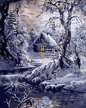 Load image into Gallery viewer, Paint by numbers | House and river in winter | advanced hiver new arrivals landscapes | Figured'Art