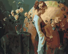 Load image into Gallery viewer, paint by numbers | Full Moon and Flowers | flowers intermediate new arrivals | FiguredArt