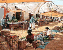 Load image into Gallery viewer, paint by numbers | At the Fruit Market | cities intermediate | FiguredArt