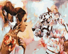Load image into Gallery viewer, paint by numbers | woman and tiger | new arrivals animals tigers abstract intermediate | FiguredArt