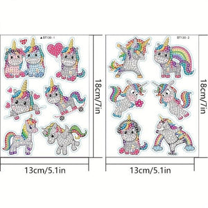 5D Diamond Painting 12 Unicorn Stickers