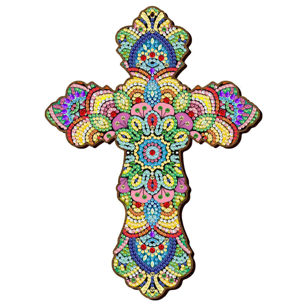 5D Diamond Painting Decorative Pendant Cross Flowers