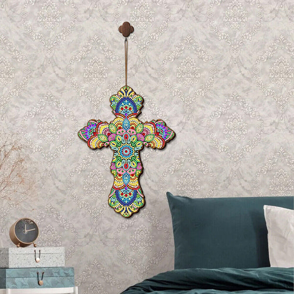 5D Diamond Painting Decorative Pendant Cross Flowers