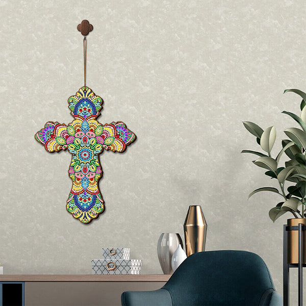 5D Diamond Painting Decorative Pendant Cross Flowers