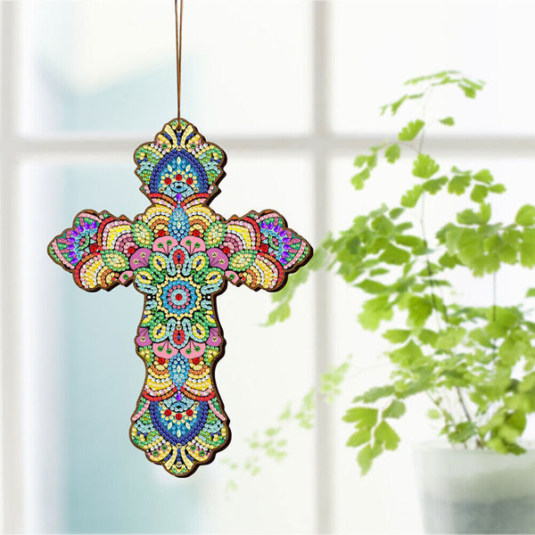 5D Diamond Painting Decorative Pendant Cross Flowers
