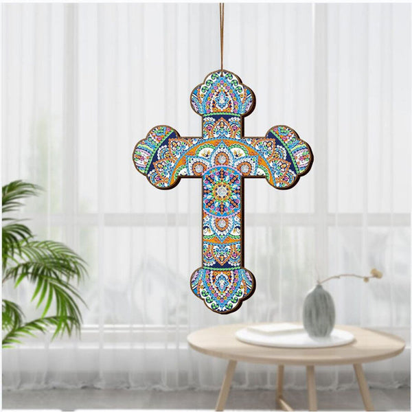5D Diamond Painting Decorative Pendant with Cross Mandala