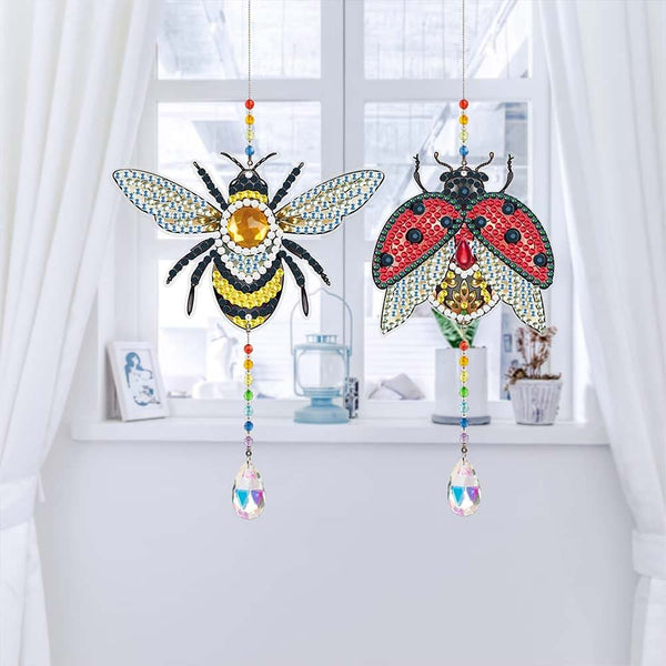 5D Diamond Painting Crystal Wind Chime Bee with Ladybug 2 Pieces
