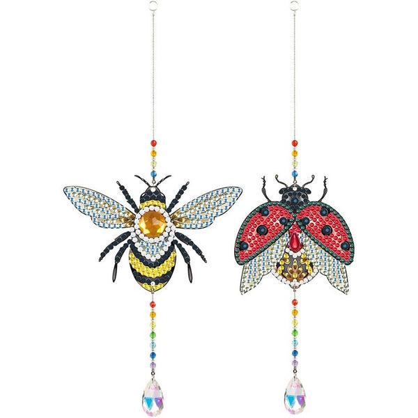 5D Diamond Painting Crystal Wind Chime Bee with Ladybug 2 Pieces