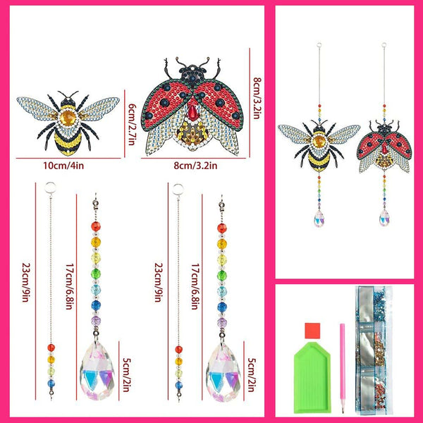 5D Diamond Painting Crystal Wind Chime Bee with Ladybug 2 Pieces