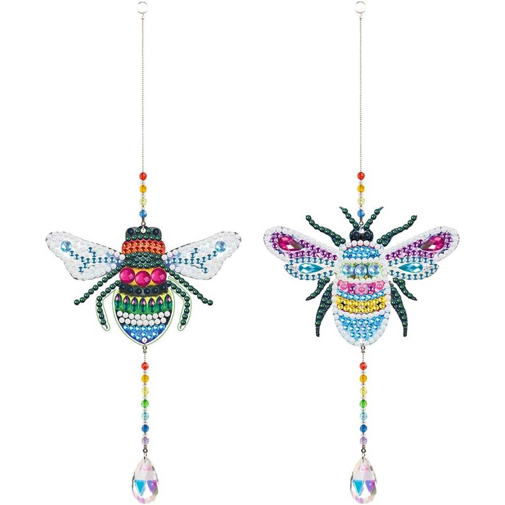 5D Diamond Painting Crystal Wind Chime Colorful Bees 2 Pieces