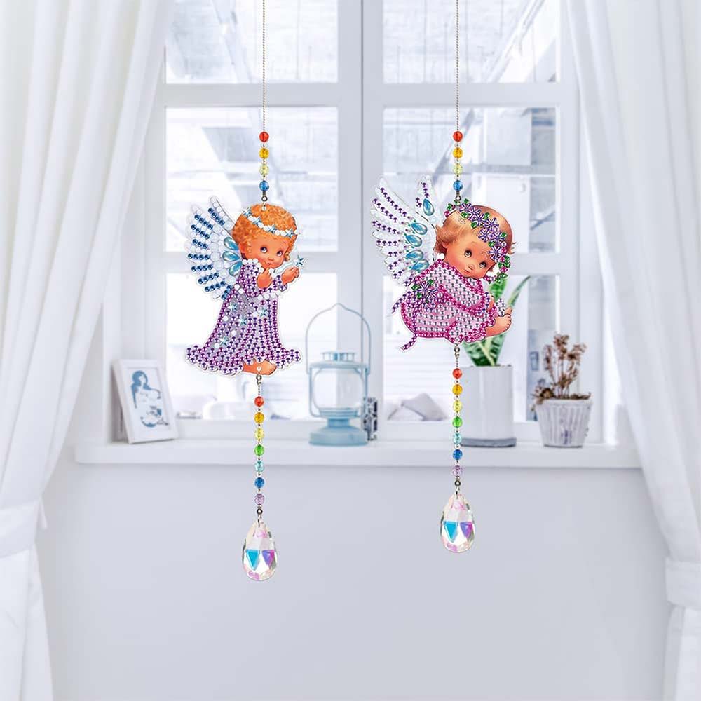5D Diamond Painting Crystal Wind Chime Angel 2 Pieces