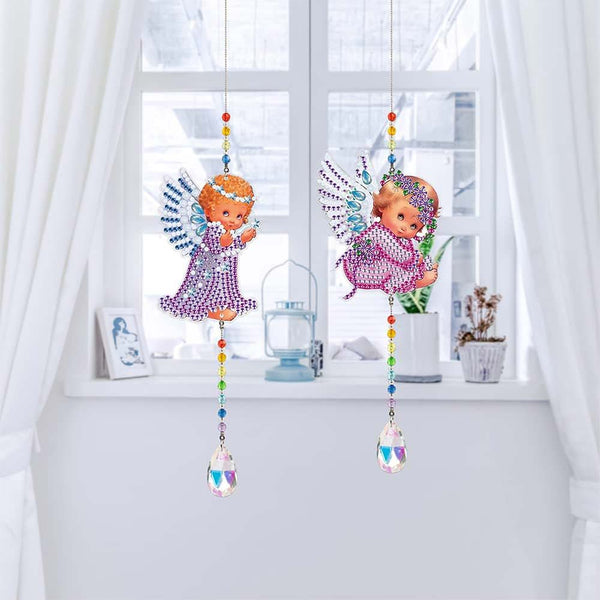 5D Diamond Painting Crystal Wind Chime Angel 2 Pieces