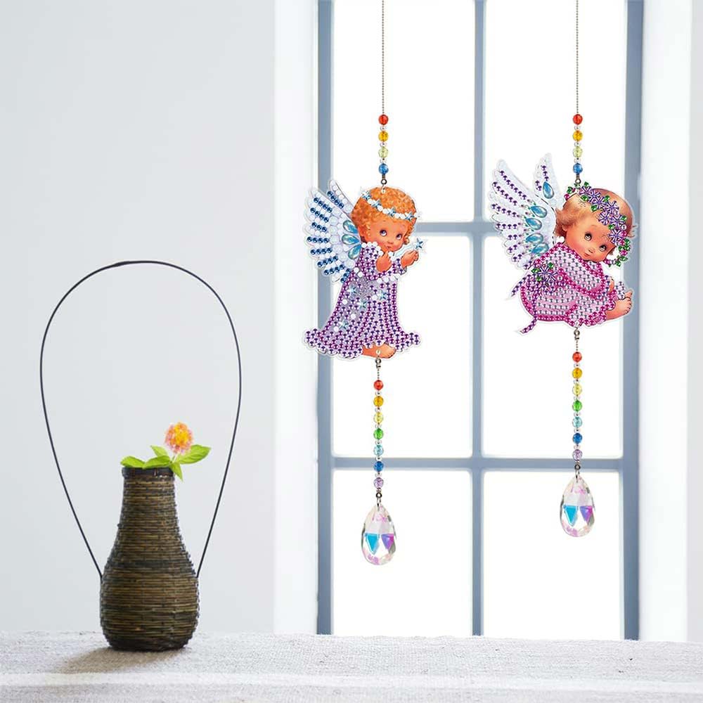 5D Diamond Painting Crystal Wind Chime Angel 2 Pieces