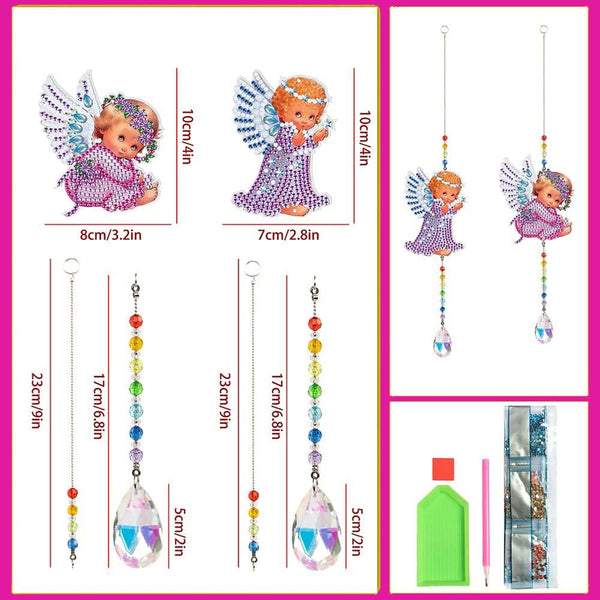 5D Diamond Painting Crystal Wind Chime Angel 2 Pieces