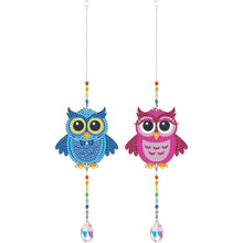 Load image into Gallery viewer, 5D Diamond Painting Crystal Wind Chime Owls 2 Pieces
