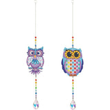 5D Diamond Painting Crystal Wind Chime Owls with 2 Pieces