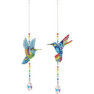 5D Diamond Painting Crystal Wind Chime Hummingbirds 2 Pieces