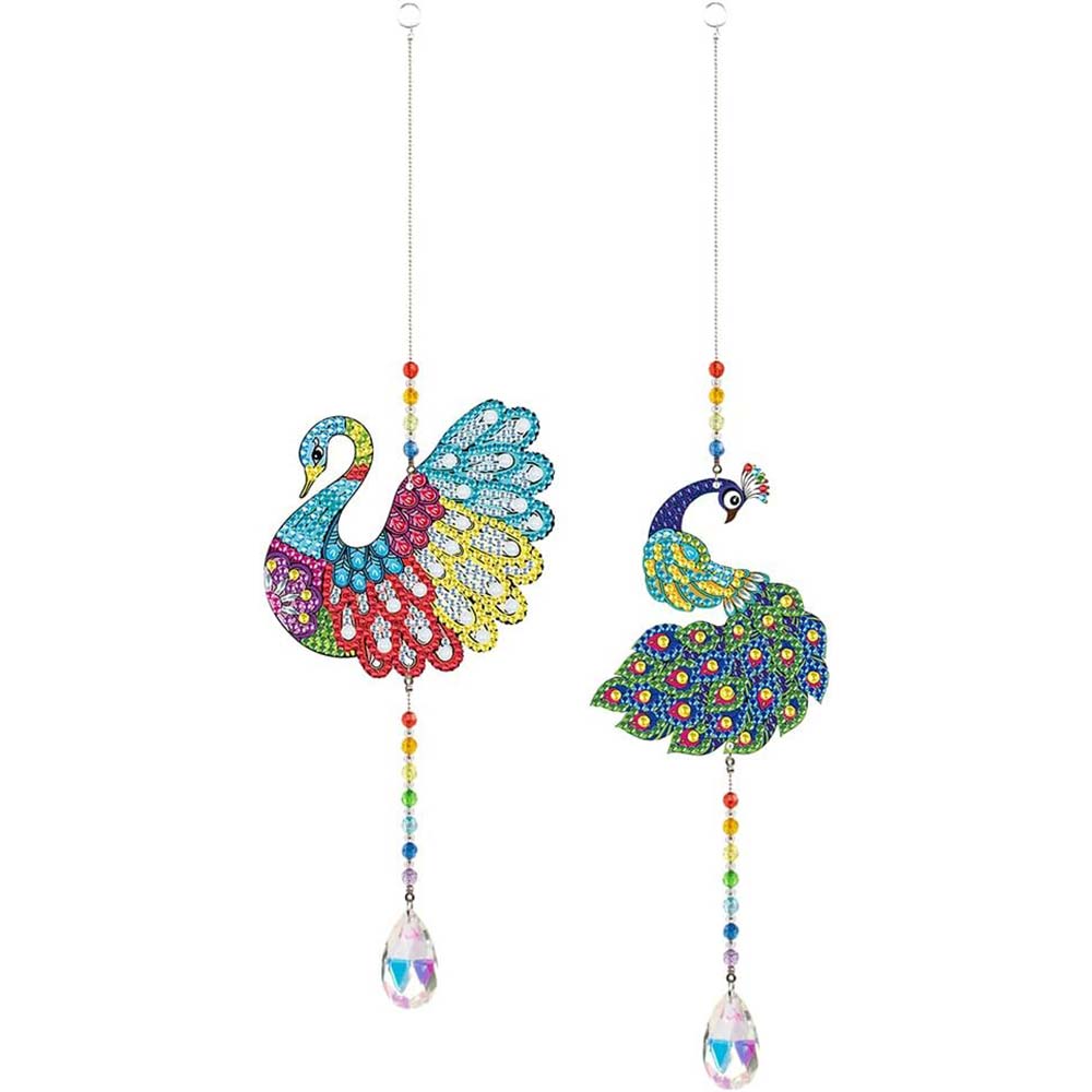 5D Diamond Painting Crystal Wind Chime Peacock 2 Pieces
