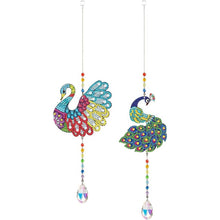 Load image into Gallery viewer, 5D Diamond Painting Crystal Wind Chime Peacock 2 Pieces