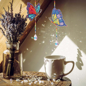 5D Diamond Art Crystal Wind Chime Butterflies 2 Pieces