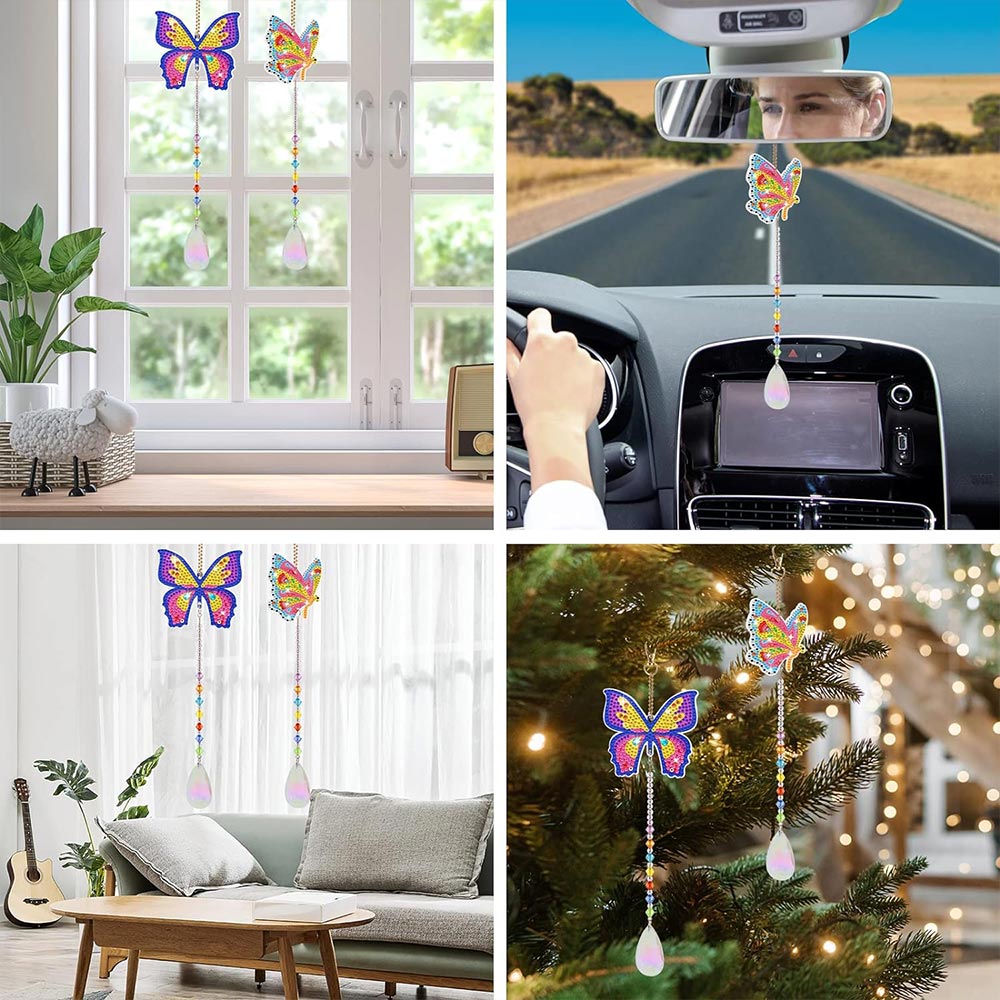 5D Diamond Painting Crystal Wind Chime with Butterflies 2 Pieces