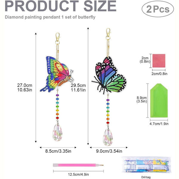 5D Diamond Painting Crystal Wind Chime Butterflies Set of 2 Pieces