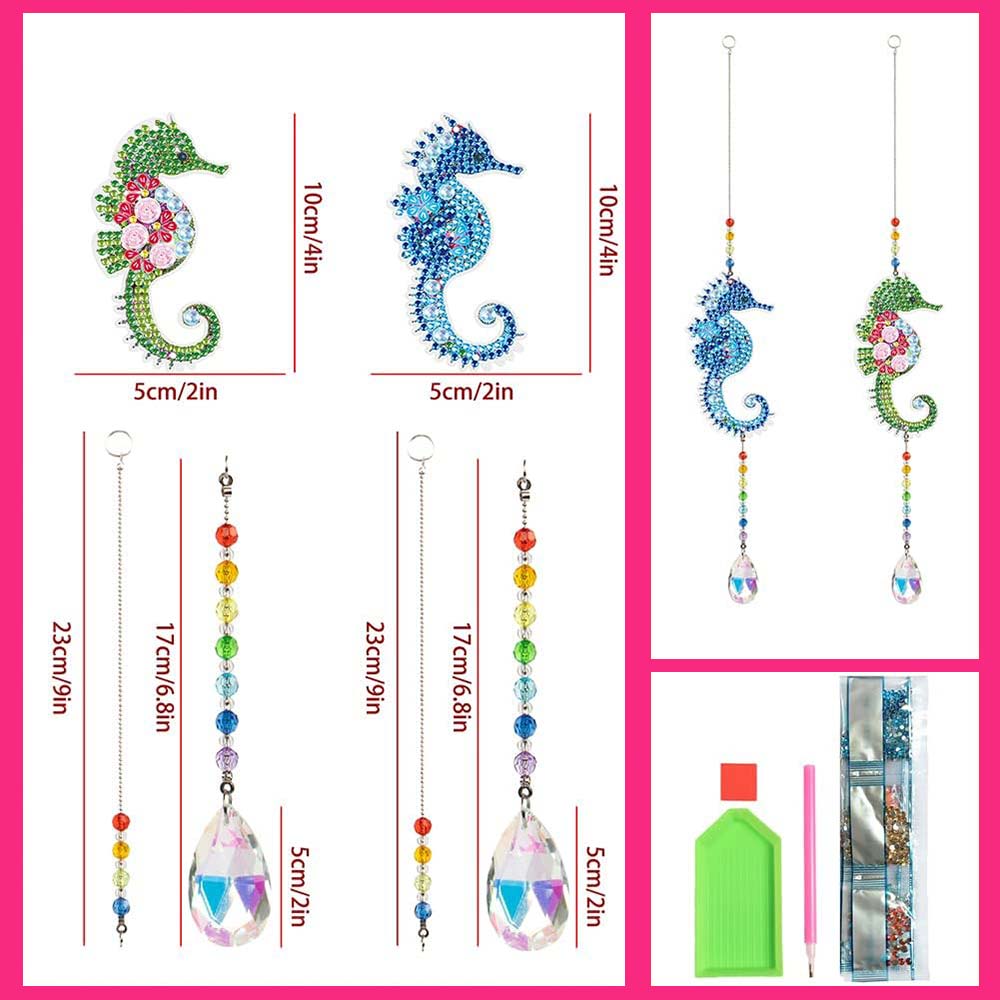 5D Diamond Painting Crystal Wind Chime Seahorse 2 Pieces