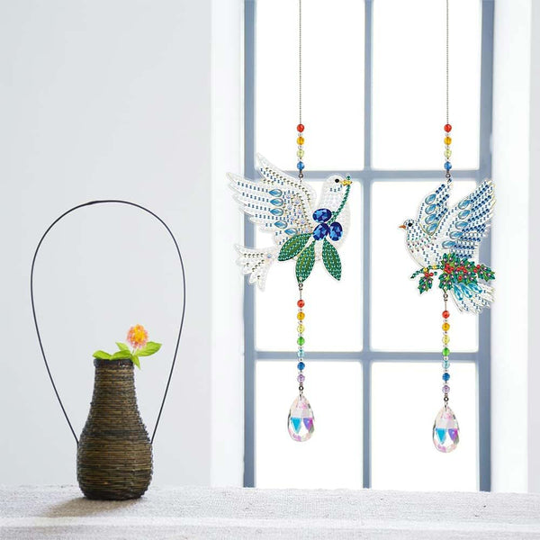 5D Diamond Painting Crystal Wind Chime Doves 2 Pieces