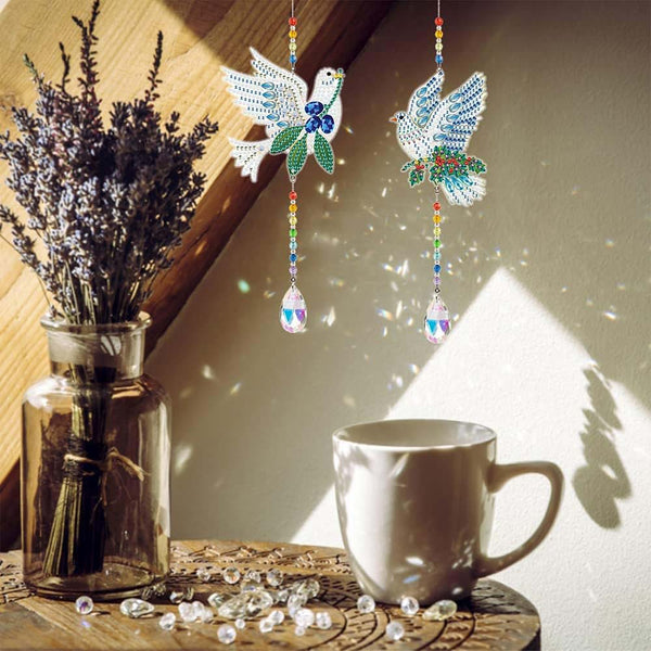 5D Diamond Painting Crystal Wind Chime Doves 2 Pieces