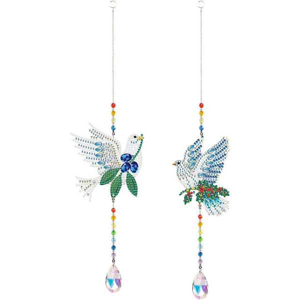 5D Diamond Painting Crystal Wind Chime Doves 2 Pieces