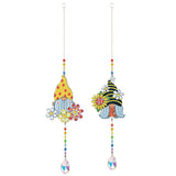 5D Diamond Painting Crystal Wind Chime Gnome with Sunflower 2 Pieces