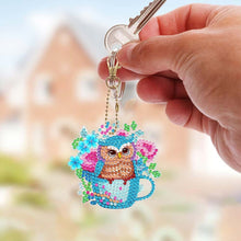Load image into Gallery viewer, 5D Diamond Painting Keychain Blue Owls 6 Pieces