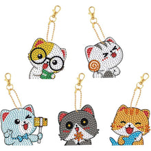 Load image into Gallery viewer, 5D Diamond Painting Keychain - Cats 5 Pieces