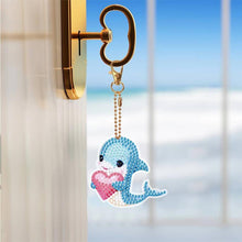 Load image into Gallery viewer, 5D Diamond Painting Keychain with Dolphins 5 Pieces