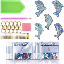 Load image into Gallery viewer, 5D Diamond Painting Keychain Dolphins 5 Pieces