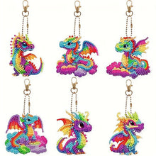 Load image into Gallery viewer, 5D Diamond Painting Keychain Dragon 6 Pieces