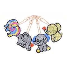 Load image into Gallery viewer, 5D Diamond Painting Keychain Elephants 4 Pieces