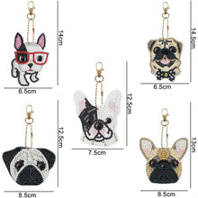 Load image into Gallery viewer, 5D Diamond Painting Keychain with Dogs 5 Pieces