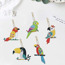 Load image into Gallery viewer, 5D Diamond Painting Keychain Parrots 5 Pieces