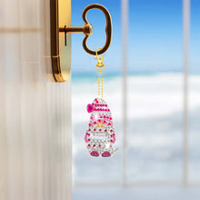 Load image into Gallery viewer, 5D Diamond Painting Keychain Pink Gnome