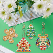 Load image into Gallery viewer, 5D Diamond Painting Keychain Christmas 4 Pieces