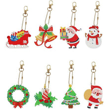 Load image into Gallery viewer, 5D Diamond Painting Keychain Christmas 8 Pieces