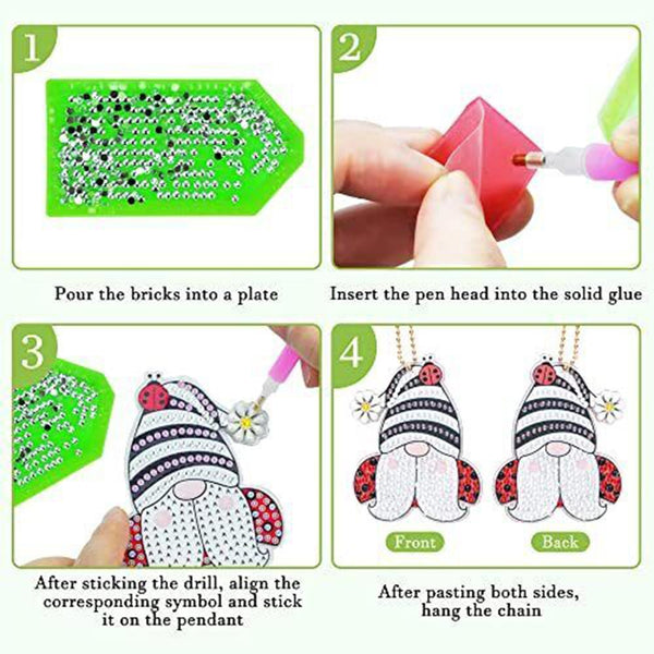 5D Diamond Painting Keychain Gnome