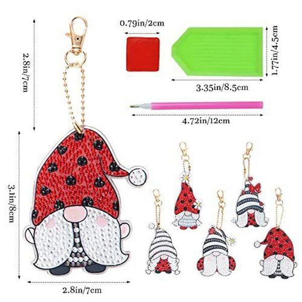 5D Diamond Painting Keychain Gnome